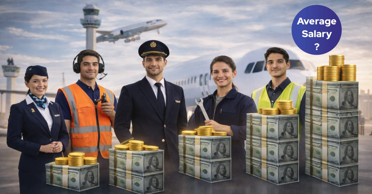 What is the average salary in different aviation careers?